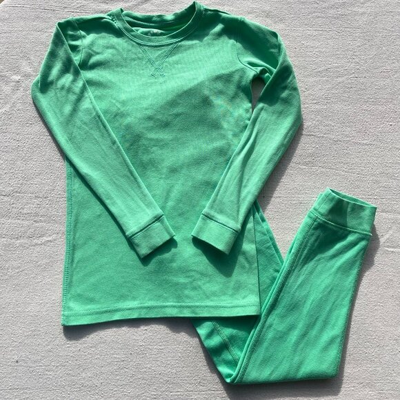 Primary Organic Long-Sleeve PJ Top & Pants, "Clover" Color, Size 6-7, GUC-VGUC - Picture 1 of 11